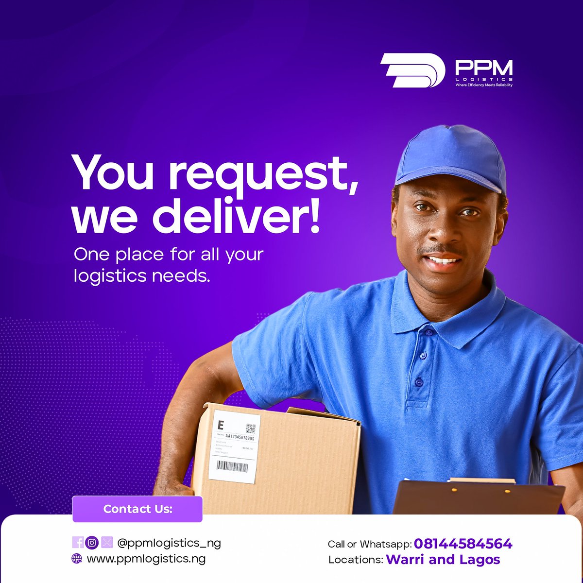 ppmlogistics_ng's tweet photo. We go the extra mile to ensure your items are delivered promptly, from local deliveries to interstate logistics, we combine advanced technology, expert planning, and a customer-focused approach to meet your unique needs.

#Logistics  #parceldelivery #Logisticssolutions https://t.co/meK9nVMCbf