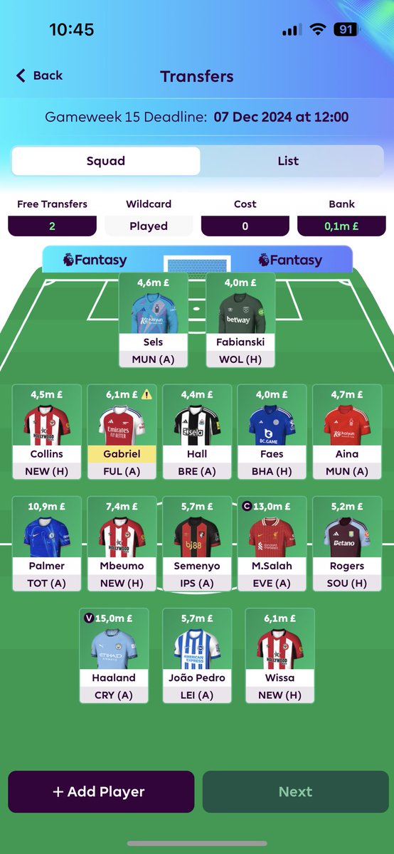 GPersson1's tweet photo. @fplsverigetv Collins -> Trent, Mbuemo -> Saka, Hålet -> till Watkins/Isak/Jacksson för -4? 
Vilken forward bör man gå på. https://t.co/R5GTw4XLsX