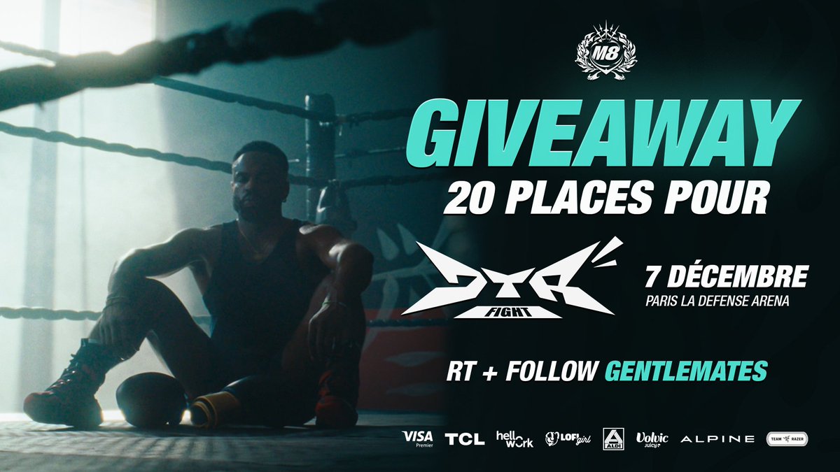 gentlemates's tweet image. C'est le moment de venir soutenir notre CEO ! #M8WIN 

On vous fait gagner 20 places pour le @DTRFight 🥊

✅ Follow @gentlemates 
🔁 RT ce tweet

Tirage au sort le 07/12 à 10h
