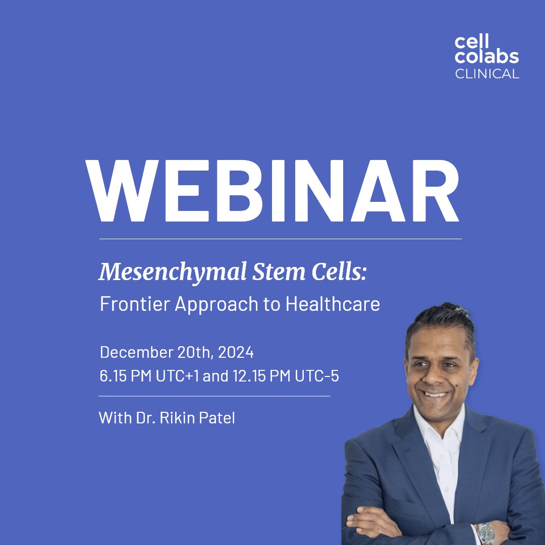 cellcolabsclin's tweet photo. We are proud to present another webinar with the renowned Dr. Rikin Patel. 

Join us in an online presentation and Q&amp;A session on the potential of mesenchymal stem cells for physical longevity, performance and injury prevention.  

Sign up here: https://t.co/wOzJbco47b https://t.co/d1SZtuAfhn