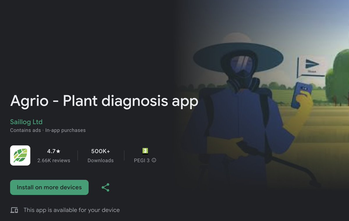 agrioapp's tweet photo. 🚀 Big 2024 milestone: Agrio is growing fast in downloads &amp; customer satisfaction!

Farmers &amp; crop advisors: Diagnose crops using smartphone images + satellite scans powered by ground-truth data. 🌱

📲 Join the future of farming—download now!

#AgTech #CropHealth #FarmBetter https://t.co/r5Cazo2vo8