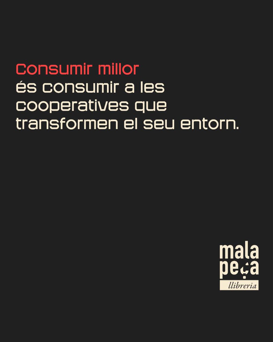 ⚫ CONSUMEIX MENYS,
🔴 CONSUMEIX MILLOR.

Consumir millor és consumir a les cooperatives que transformen el seu entorn.