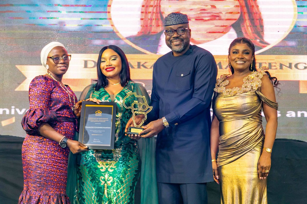 NYDARSA's tweet image. Let us congratulate Ms. Dimakatso Masiteng who has won a Gold Prize as the Tech Champion of the Year during the prestigious CIO C-Suite Awards Africa 2024 held in Nigeria on 30 November 2024.

The CIO &amp;amp; C-Suite Awards celebrate the remarkable achievements of CIOs. CTOs, CDOs,…