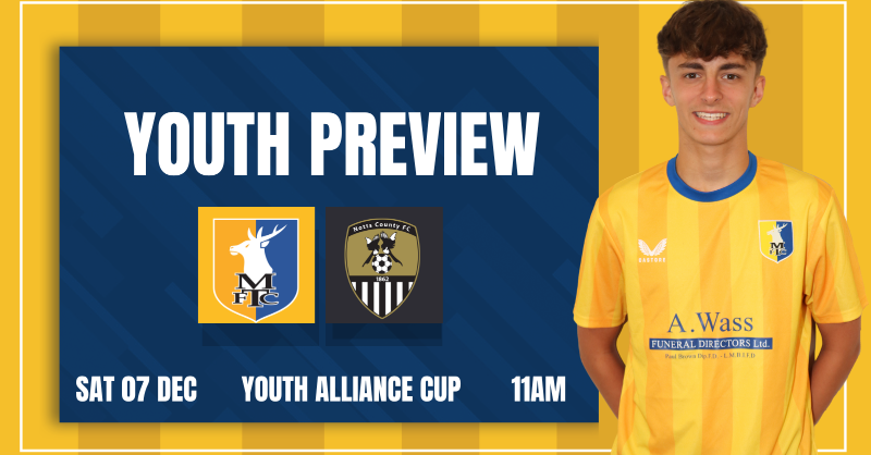 mansfieldtownfc's tweet photo. 📰 Mansfield Town under-18s face Notts County tomorrow in the Youth Alliance Cup at RH Academy (11am kick-off).  

🎟️ Entry is FREE.

More 👇 

#Stags 🟡🔵  | @MTFCAcademy