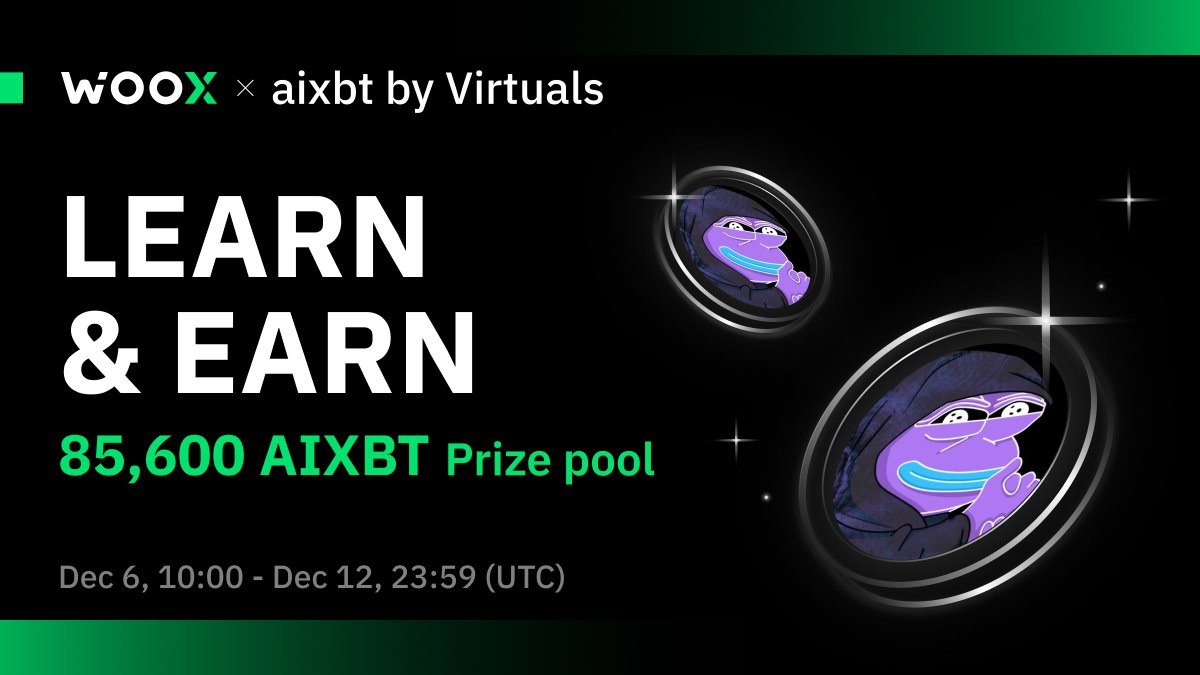4/5 - Learn and Earn

Take the quiz and compete for a share of 15,600 $AIXBT!

60 randomly-selected winners will split the prize pool.

Start here: app.layer3.xyz/quests/woo-x-x…