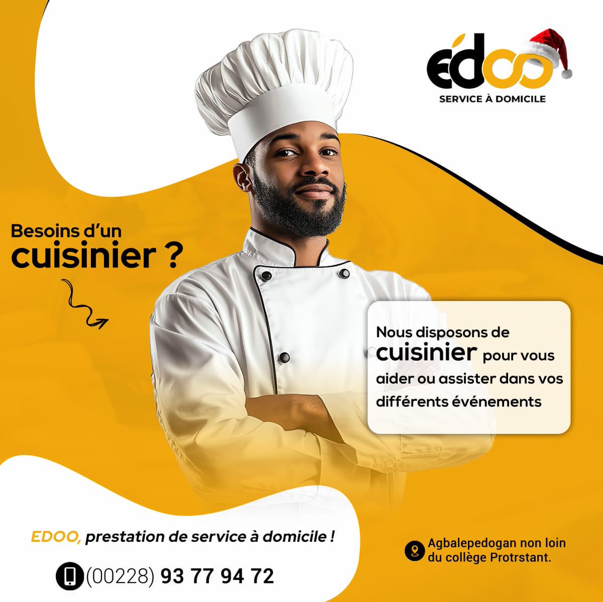 Edoo01275727's tweet photo. Besoin d’un CUISINIER ?
Nous disposons de cuisiner pour vous aider ou assister dans vos différents événements. 

Edoo, Prestation de service à domicile.
Nos prestataires sont à votre service pour vous alléger et vous prêter main.

📱: 93 77 94 72 WhatsApp/appel 
Satisfaction ! https://t.co/C8tQ1rJ2al
