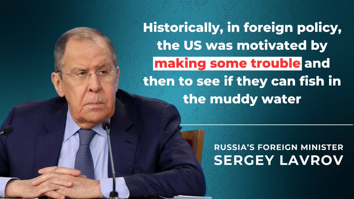 💬 FM Sergey #Lavrov: If you analyze the US foreign policy steps, adventures, most of them form a pattern.

☝️ They create some trouble, and then they see how to utilize it.