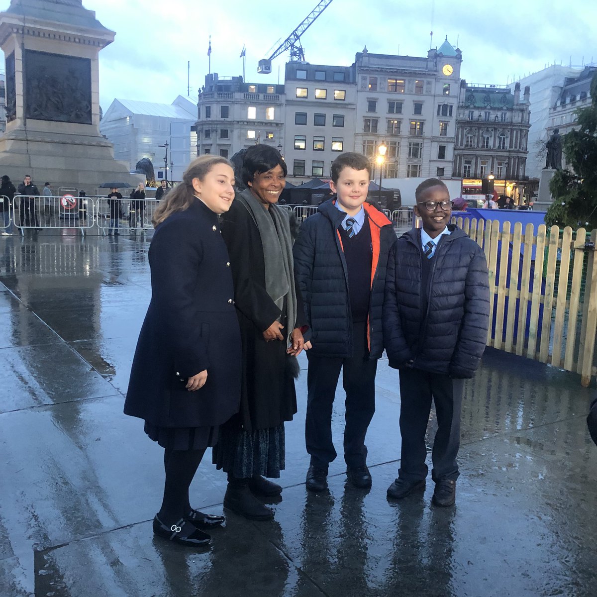 Another Trafalgar Square Christmas Tree has been lit and feted with a new poem. Thank you Valerie Bloom and the children of St Vincent’s primary. It may have been the WETTEST event in living memory but we had great fun. <a href="/PoetrySociety/">The Poetry Society</a> <a href="/TrafalgarsTree/">Trafalgar Tree</a>