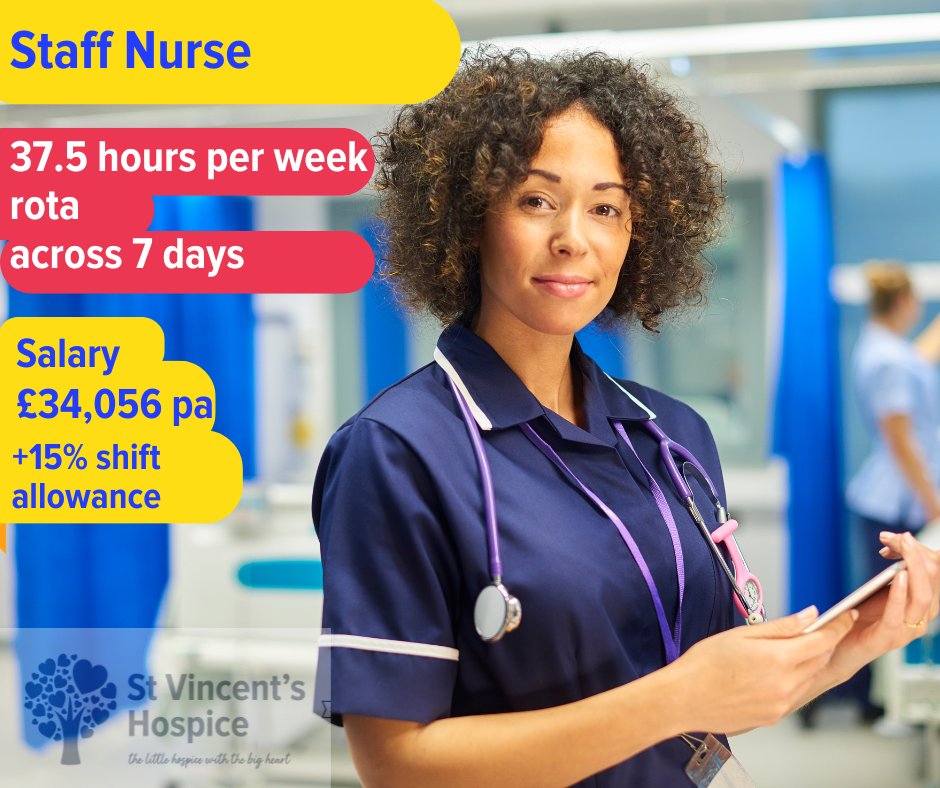 📢We currently have a fantastic opportunity for a Staff Nurse working 37.5 hours per week.  Click 👇for full details;
stvincentshospice.org/job_vacancies/…
#TheLittleHospiceWithTheBigHeart💙#Hospice #Care #Renfrewshire #NorthAyrshire #Hiring #Careers #StaffNurse #JoinOurTeam