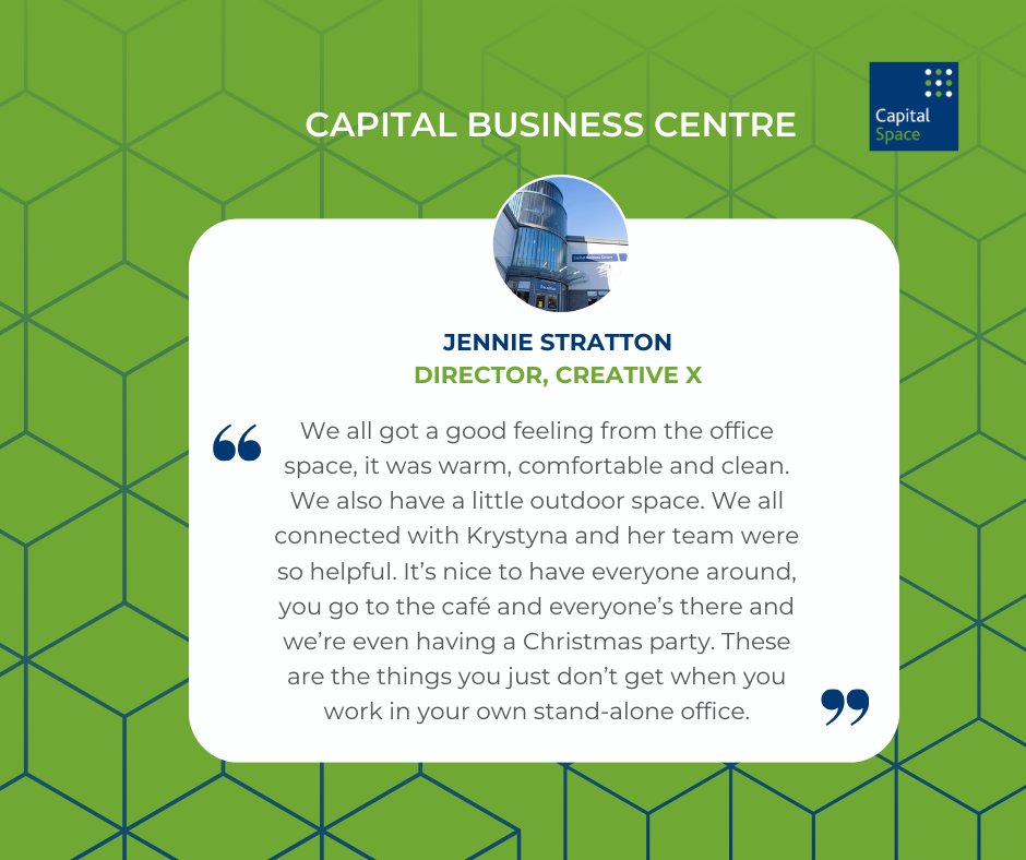 As one of our #SMEs, we offer clean, comfortable #workspace in a lovely community of like-minded people all backed by my superb, helpful centre management team! Thanks Jennie for your glowing #customertestimonial.

Get in touch today if you're looking for #flexible units.