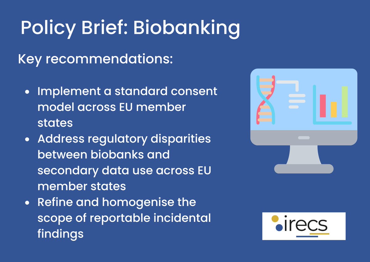 Biobanking is the practice of collecting &amp; storing biological materials &amp; their data. As these practices evolve, so do the ethical challenges surrounding data collection, use, &amp; sharing. This policy brief provides recommendations for addressing these risks irp.cdn-website.com/5f961f00/files…