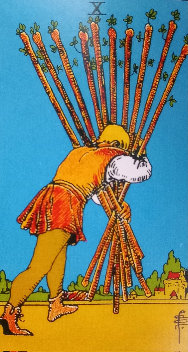 mysticjames1111's tweet image. 06/12/24
10 of Wands
Rider Waite Smith Tarot 
You&apos;ve been pushing hard to end this current difficult cycle.
When it&apos;s over, your energy will return in full force and you&apos;ll feel revived.
#struggles #stress #completion
