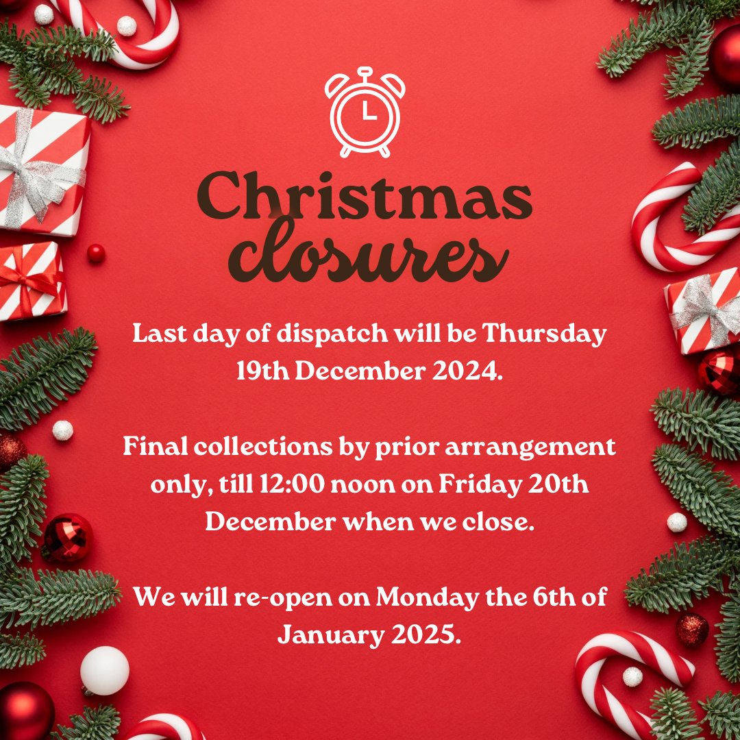We wanted to give you advance notice of our dates &amp; times for Xmas closures...

Last Day of dispatch - Thursday 19th December
Final collections - 12pm Friday 20th December (by prior arrangement)
Back open for 2025 - Monday 6th January

💻hotmetalpress.co.uk