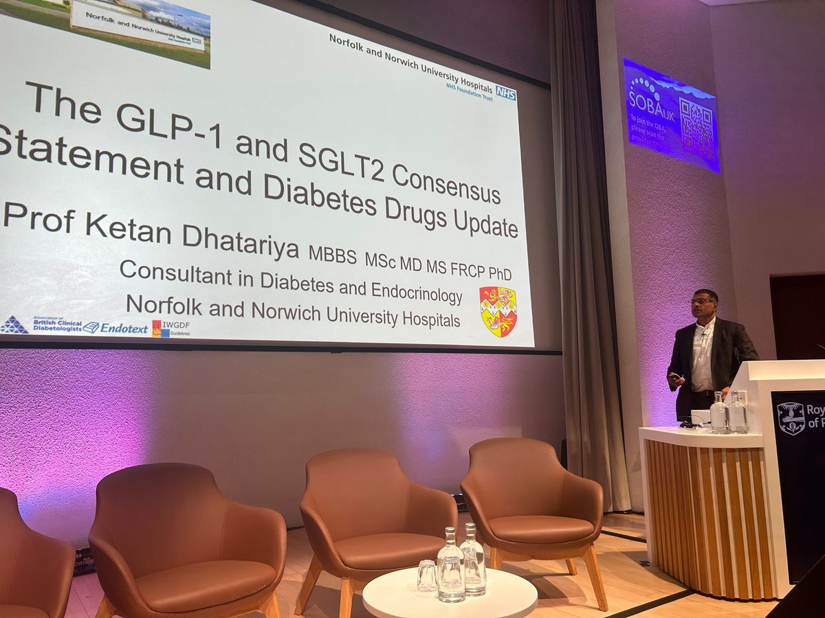 Professor Ketan Dhatariya presenting a consensus statement on GLP-1RA and SGLT drugs and Diabetes Drugs Update.

#SOBAWSM24