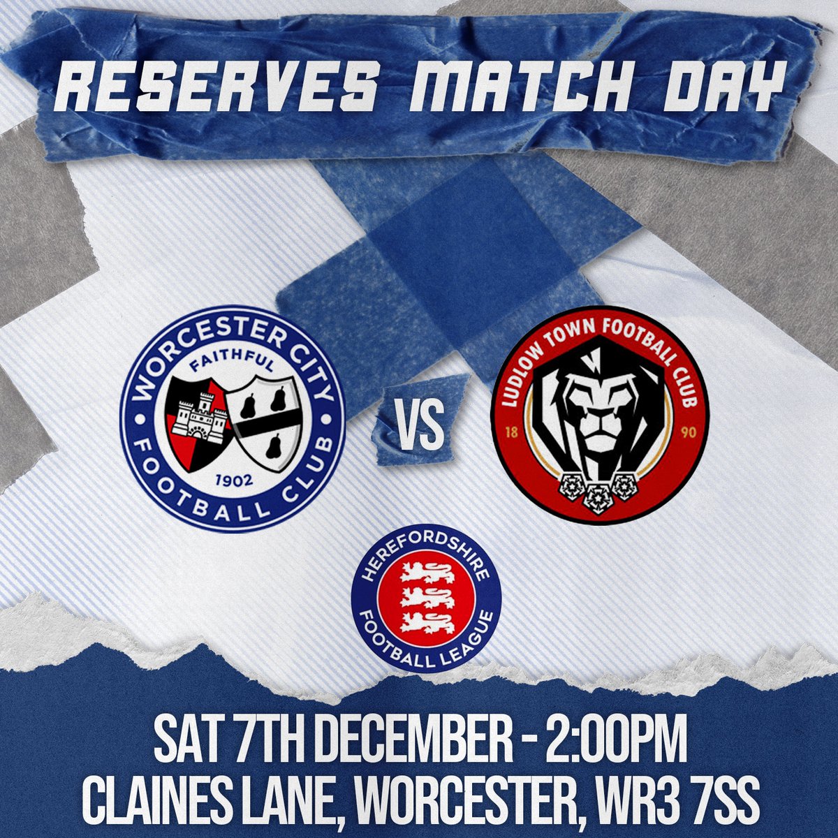The reserves are looking to bounce back from a narrow defeat last week. 

KO - 2pm Claines on the 4g.

Any support from City faithful greatly received. 
Come watch the next crop of players to come through the pathway!