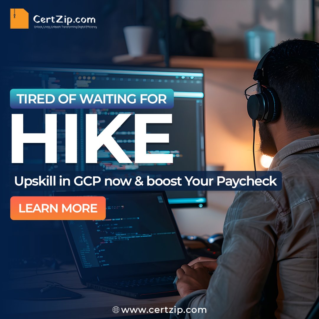 CertZip's tweet image. 🌟 TIRED OF WAITING FOR A PAY HIKE?
--
🌐 Start Today!!
Visit certzip.com or follow us @certzip to unlock your next learning adventure.
.
.
#CertZip #UpskillNow #GCPCertification #BoostYourPaycheck #CloudCareers #GoogleCloud #CareerGrowth #DigitalEfficiency #LearnWith
