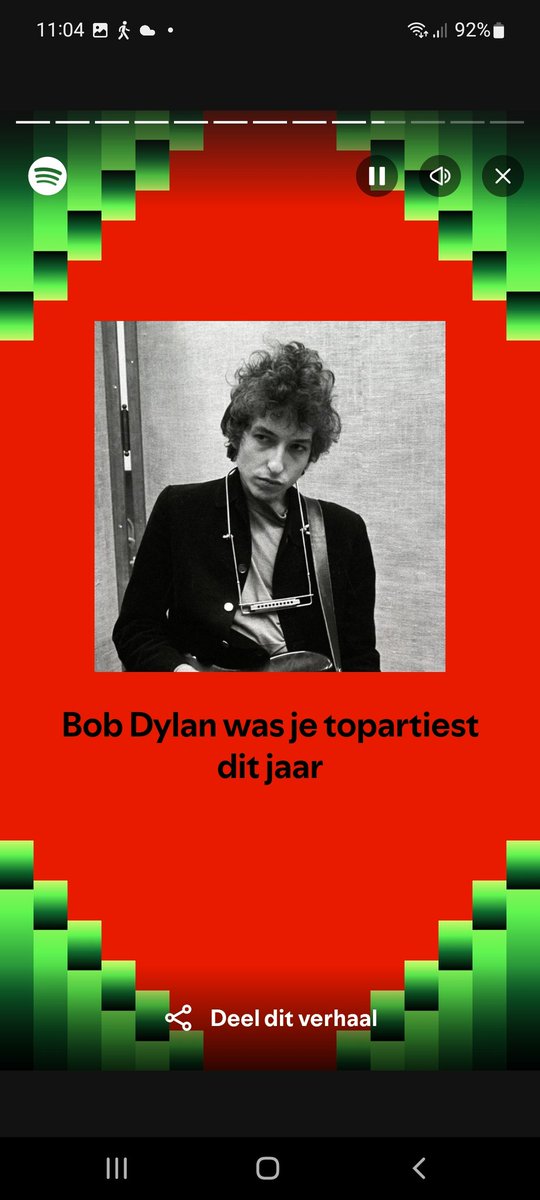 Hoe grillig de wereld ook is, het heeft geen invloed op mijn #SpotifyWrapped2024. Nog altijd zijn <a href="/bobdylan/">Bob Dylan</a> en <a href="/KBoodschap/">Kleine Boodschap</a> de trouwste vrienden op mijn oren.