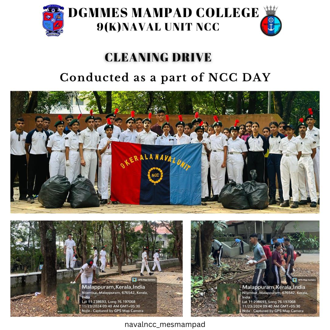 9kNaval's tweet photo. Naval NCC Cadets of MES Kalladi College @9kNaval marked NCC Day with a cleaning drive, promoting environmental responsibility and community service. The initiative reflects their commitment to a cleaner and greener future.

@HQ_DG_NCC @NCC_KER_LAK_DTE #NCCDay https://t.co/bhxNNYSMoj