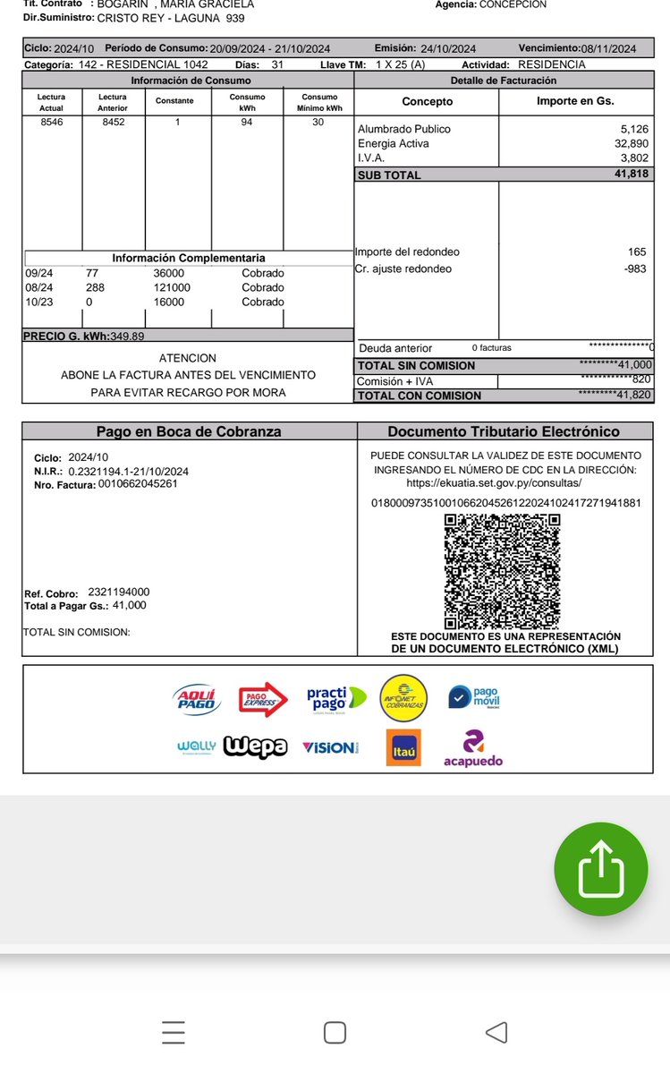BOGAMIRTA's tweet photo. @ANDEOficial esto es una locura, peicha ohasa ñande guaingui ha tuja kuera ¿Cómo se compara el medidor con lo que figura en la factura?  @concepcionaldia @UltimaHoracom @ABCDigital un atropello al bolsillo a las personas mayores y del campo https://t.co/Plm5ECCwKv