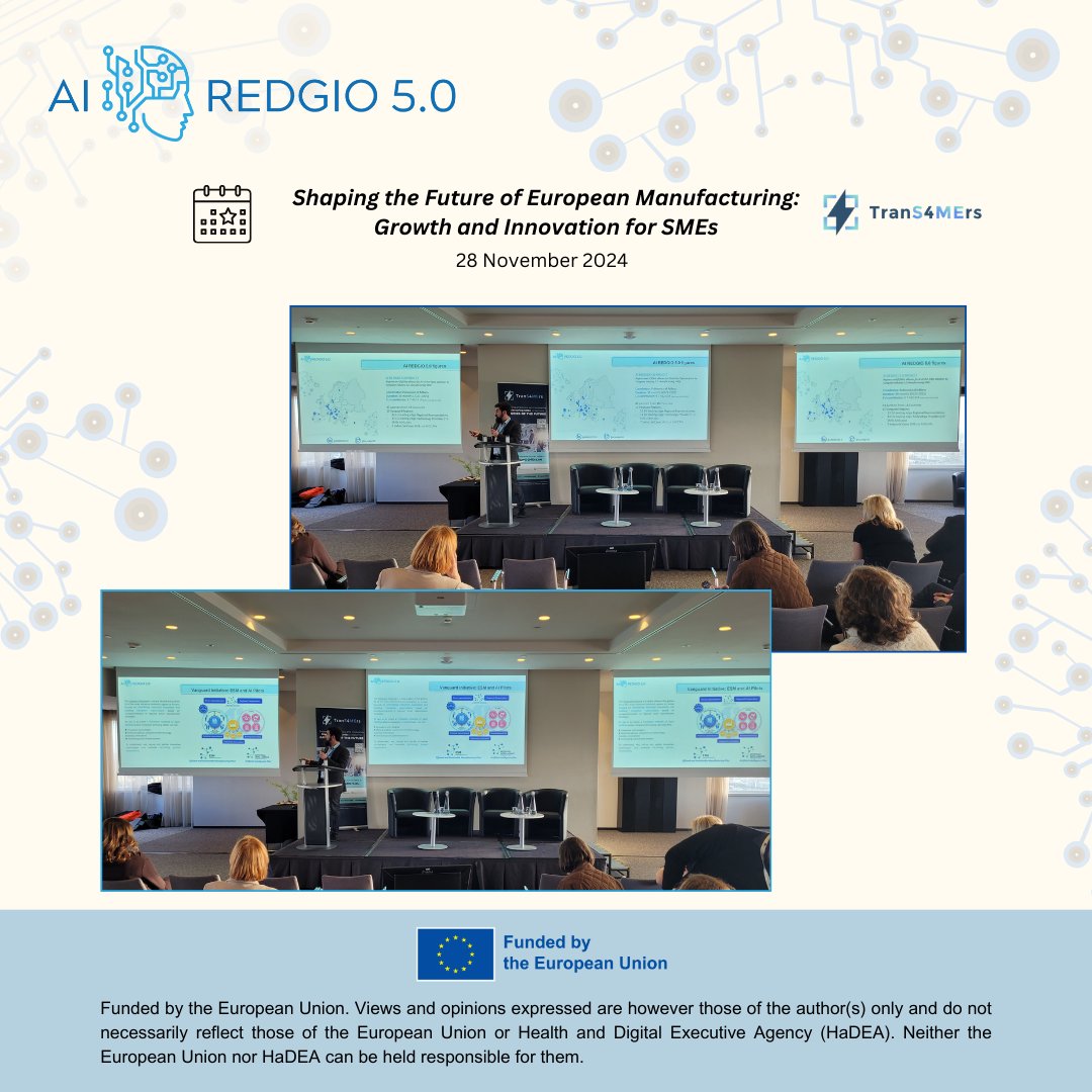 🇪🇺 AI REDGIO 5.0 (@ai_redgio50) on Twitter photo On 28 Nov 2024, partners from #AIREDGIO50 joined the <a href="/ADMA_TranS4MErs/">ADMA TranS4MErs</a> event, focusing on the future of EU manufacturing.
🔎#WalterQuadrini (<a href="/polimi/">Politecnico di Milano</a>) contributed to sessions on market needs & presented #AIREDGIO50.
🤝Thanks to the #ADMAteam for creating this valuable opportunity. On 28 Nov 2024, partners from #AIREDGIO50 joined the <a href="/ADMA_TranS4MErs/">ADMA TranS4MErs</a> event, focusing on the future of EU manufacturing.
🔎#WalterQuadrini (<a href="/polimi/">Politecnico di Milano</a>) contributed to sessions on market needs & presented #AIREDGIO50.
🤝Thanks to the #ADMAteam for creating this valuable opportunity.