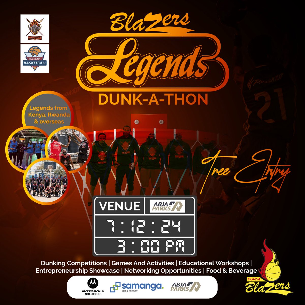 Tomorrow all roads lead to ⁦<a href="/AbjaParks/">ABJA Parks, Naalya</a>⁩ for the ⁦<a href="/Namblazers/">Namuwongo Blazers</a>⁩ legends Dunk-A-Thon.
See you all there. Lots of fun activities.