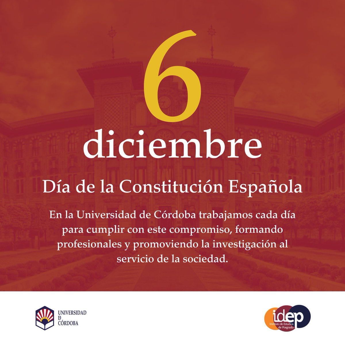 ucoidep's tweet photo. 🇪🇸 En el Día de la Constitución celebramos el derecho a la educación e investigación que nos inspira cada día en la UCO. Juntos, construimos un futuro basado en conocimiento y valores. 🎓🌍 #Constitución #UCO https://t.co/q20SIMufPa