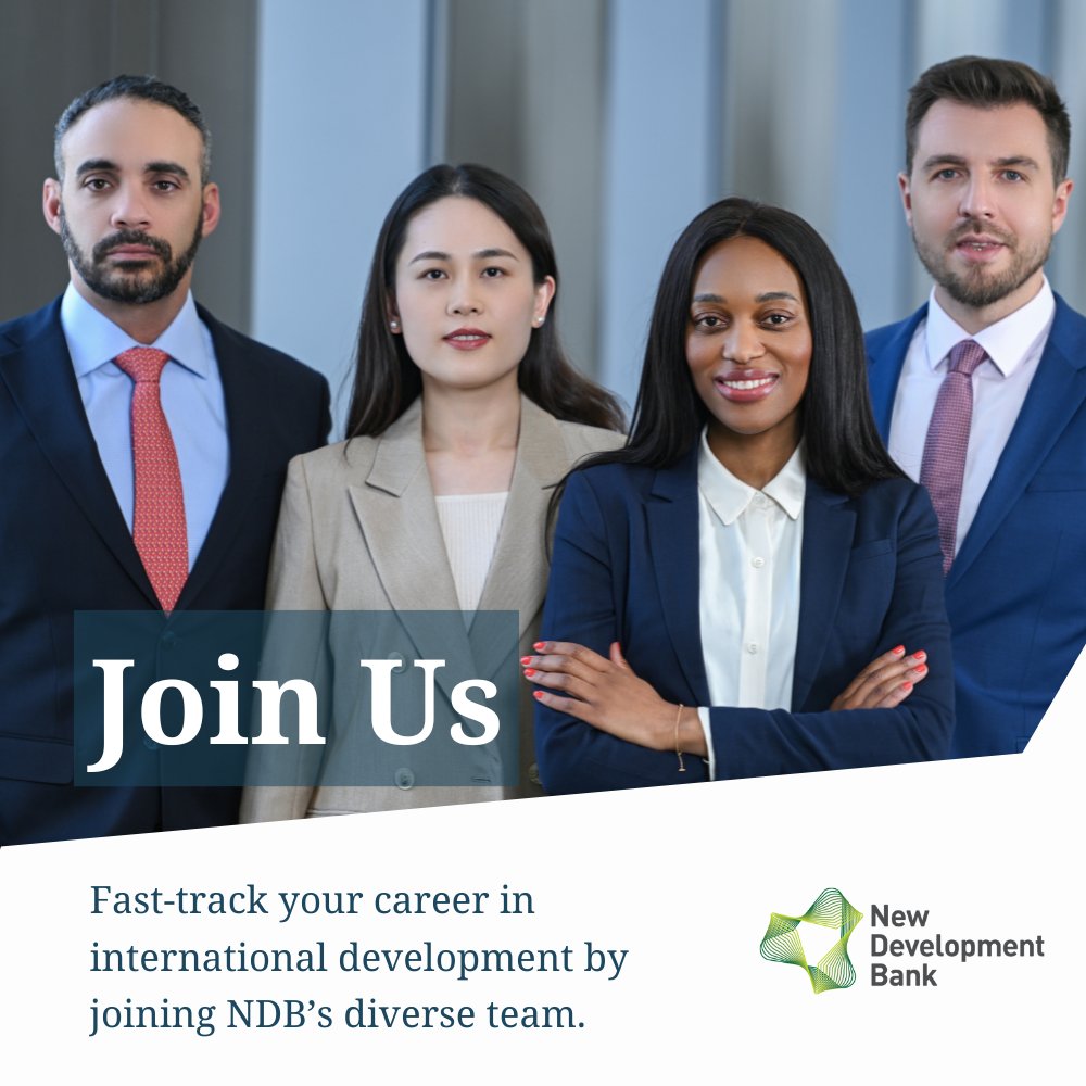 NDB_int's tweet photo. At NDB, we mobilise financing for sustainable development in #EMDCs. We are seeking passionate individuals to join our team.
Current vacancies:
➡️ Professional, Financial Controller
➡️ Professional, Enterprise and Operational Risk
🔗Apply: https://t.co/G8gnkjshmv https://t.co/nNqo3TFwpi