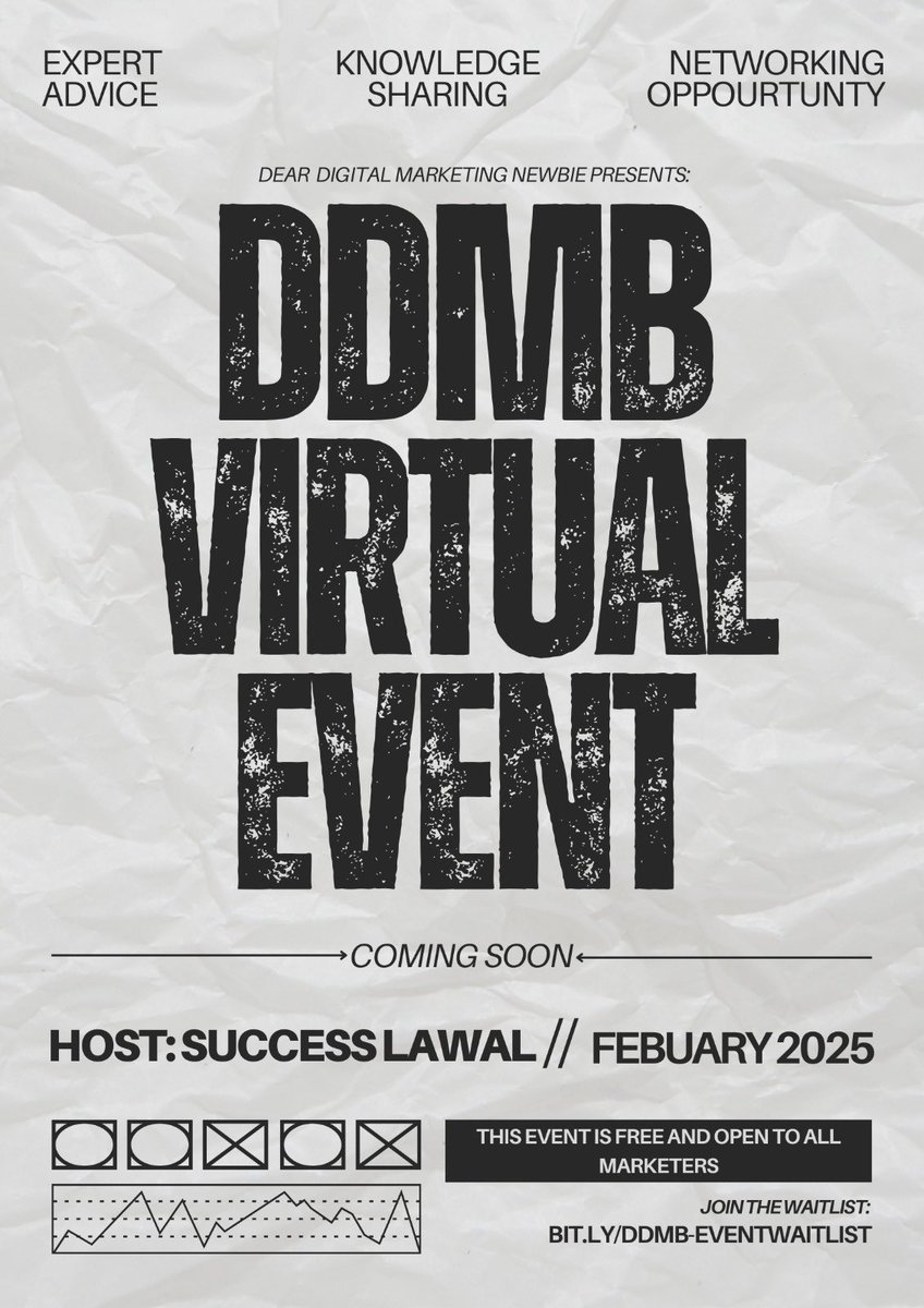 2025 is looking good! 

Dear Digital Marketing Newbie would be having her first virtual event in February! 

Trust me, this event is one you want to attend! 

Join the waitlist here: forms.gle/ebZTckVQuzxdY3…

#marketing