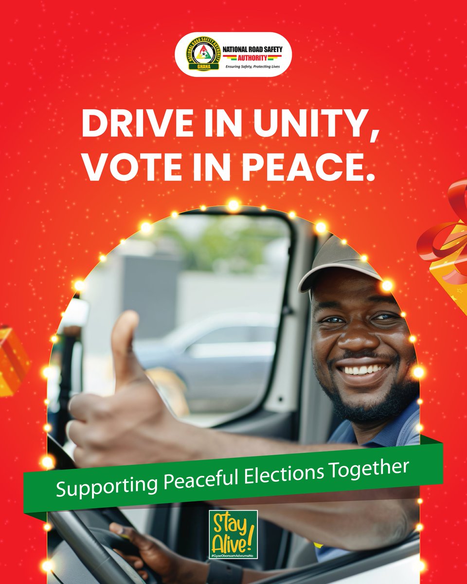 NRSAGhana's tweet photo. Unity on the road reflects unity in our communities. Let’s support peaceful elections by driving responsibly and respecting each other.

#PeacefulElections 
#UnityOnTheRoad 
#DriveSafe 
#StayAlive 
#NRSA 
#Explore 
#Explorepage https://t.co/MTwMFyrdwa