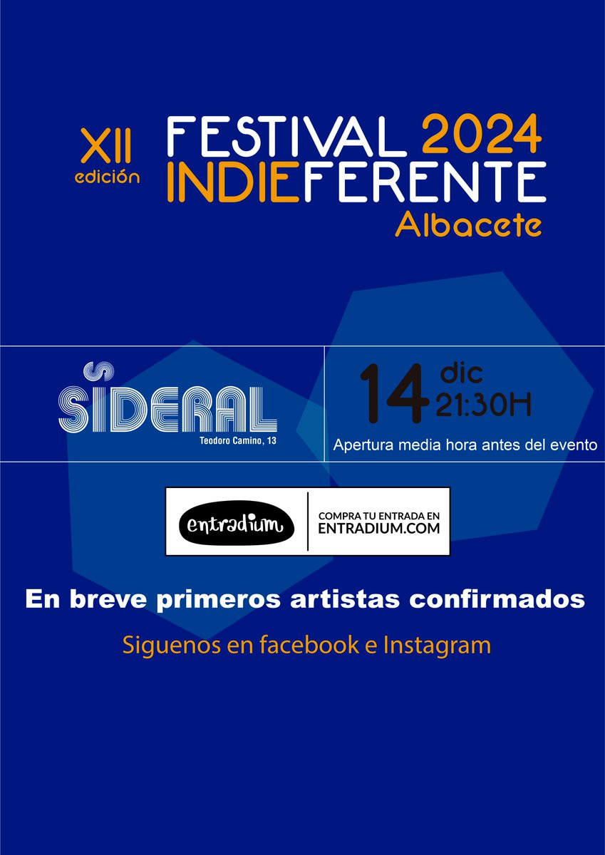 ModestoColorado's tweet image. Ya está en marcha la 12 edición del FESTIVAL INDIEFERENTE . En breve desvelaremos los primeros artistas confirmados.
Entradas: entradium.com/.../festival-i…