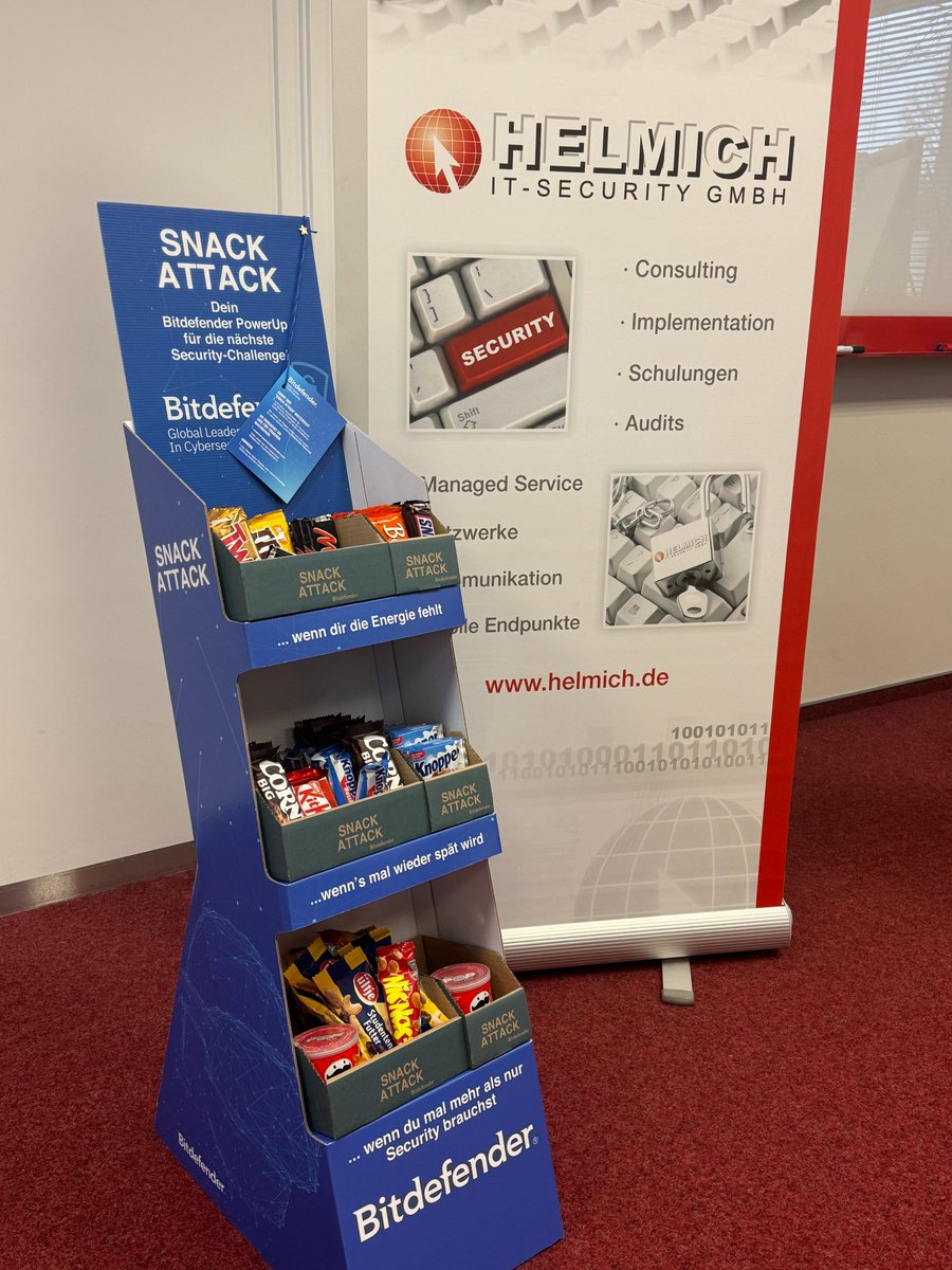 HelmichSecurity's tweet image. 🎄 Snack-Attack bei Helmich IT-Security! 🎄

Unser Partner @Bitdefender_DE hat uns zur Weihnachtszeit mit einem genialen &quot;Snack-Attack&quot;-Tower überrascht! 🍫🍿

Snacks für jede Pause – und Nachschub gibt’s auch. 

Danke für diese klasse Aktion und die starke Partnerschaft! 🎅🔐