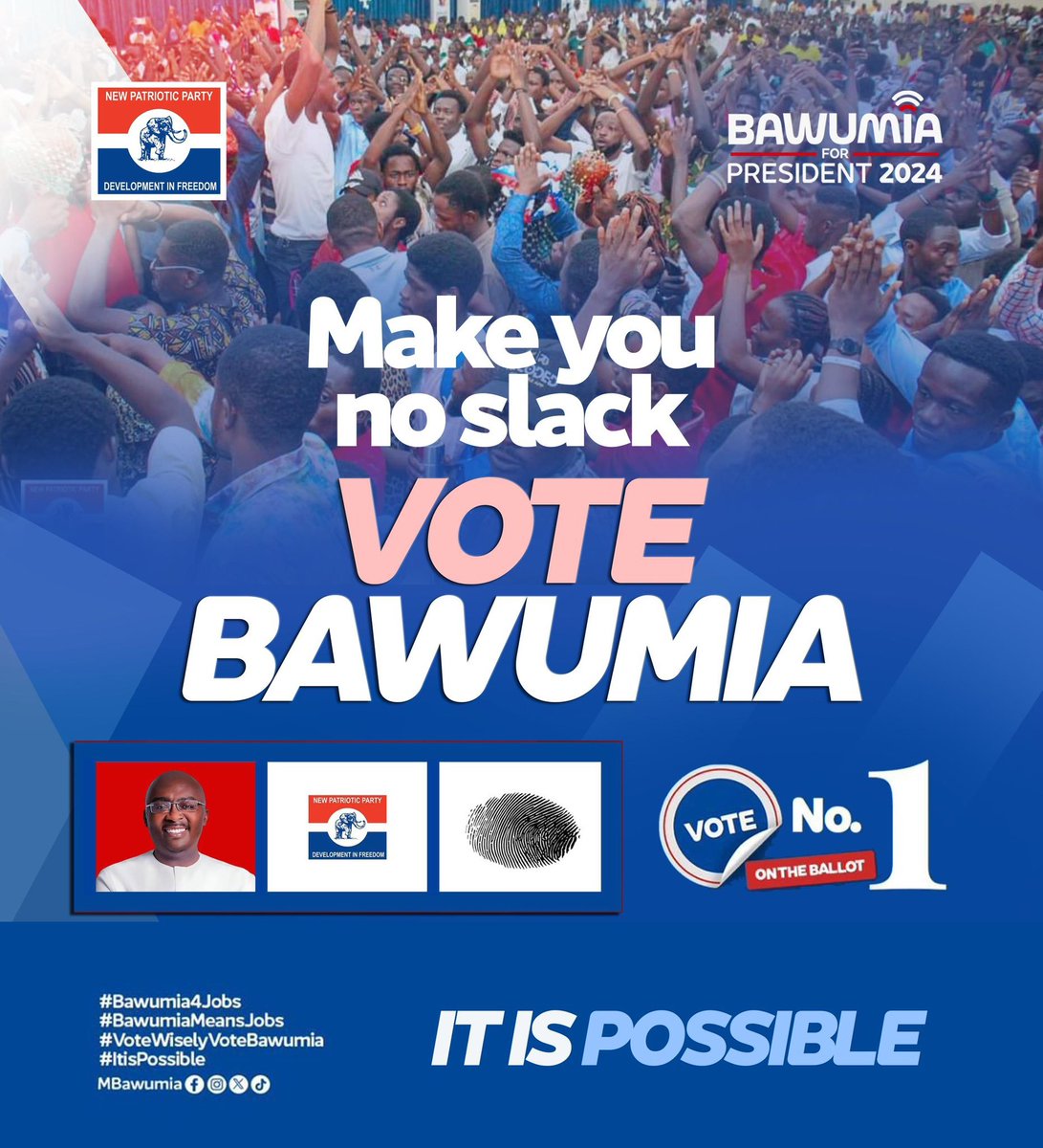 Tomorrow, let’s take action! Vote for Dr. Bawumia and ensure a better tomorrow for Ghana’s youth. 🗳️🇬🇭

#RallyYourFriends 
#1TouchForBawumia
