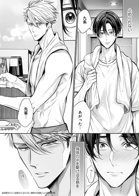 イケメン後輩に誘われてついお泊りしてしまった先輩(1/2)
#創作BL #商業BL 
#溺愛が止まらない寡黙な後輩による開発計略 