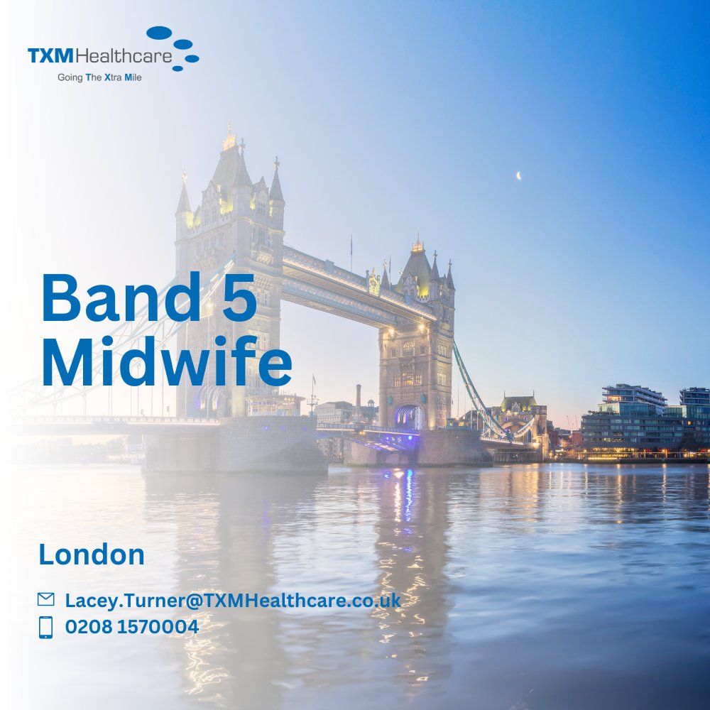 TXMHealthcare's tweet photo. We're looking for band 5 Midwives for vacancies in #London 🚼 

Rate of pay is £30/£40 per hour. 

Speak to Lacey.Turner@TXMHealthcare.co.uk or call her on 0208 1570004 📞 to apply or find out more! 

#LocumAgency #Midwifery #MedicalRecruitment https://t.co/rBIBpPQa1K