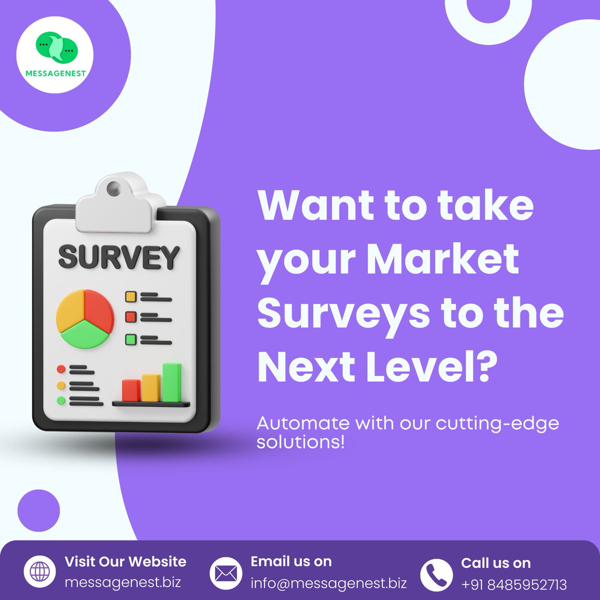 alvi_software's tweet photo. 𝗪𝗮𝗻𝘁 𝘁𝗼 𝘁𝗮𝗸𝗲 𝘆𝗼𝘂𝗿 𝗺𝗮𝗿𝗸𝗲𝘁 𝘀𝘂𝗿𝘃𝗲𝘆𝘀 𝘁𝗼 𝘁𝗵𝗲 𝗻𝗲𝘅𝘁 𝗹𝗲𝘃𝗲𝗹 𝘄𝗶𝘁𝗵 𝗠𝗲𝘀𝘀𝗮𝗴𝗲𝗡𝗲𝘀𝘁?

📷 Let MessageNest be your ultimate tool for smarter surveys!

#marketsurveys #whatsappchatbot #messagenest #automation #whatsappapi #whatsappbusiness https://t.co/dQ19vwJjZM
