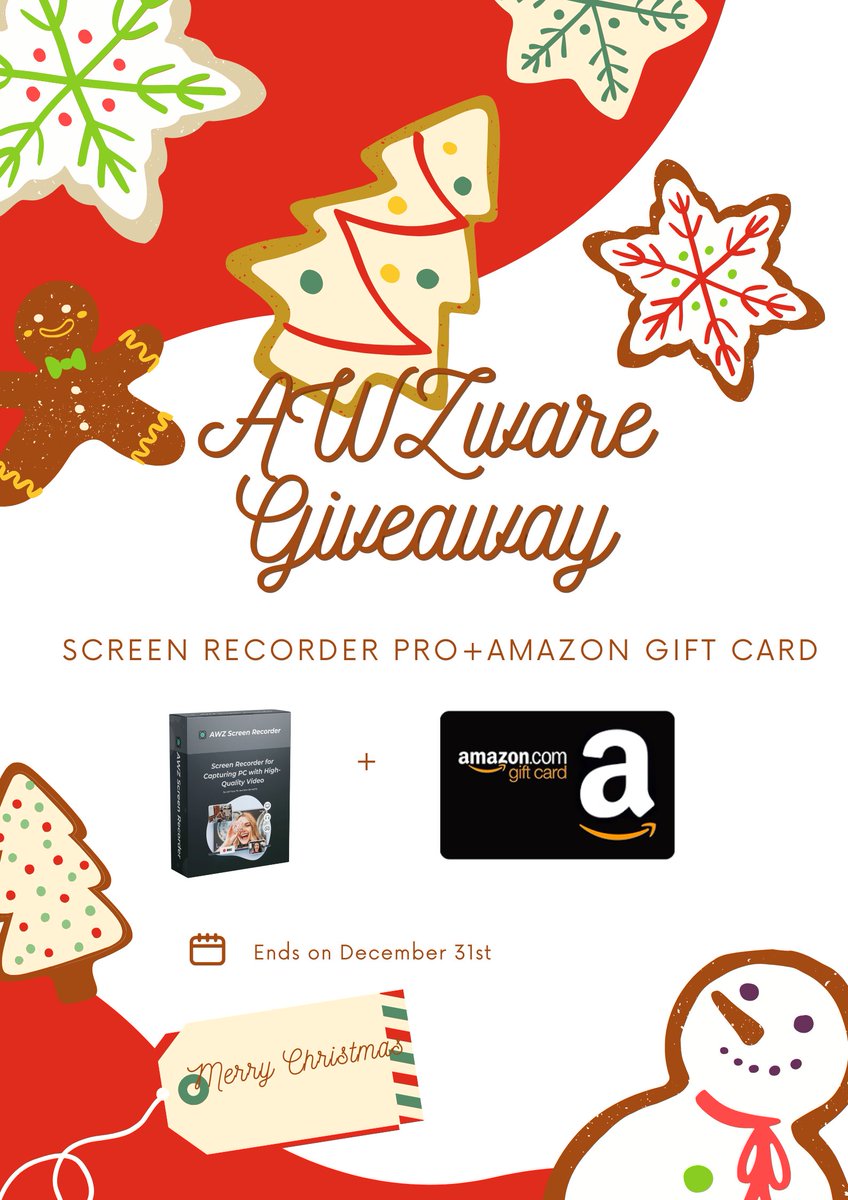 awzware's tweet photo. 😊#Giveaway Alert🥳 
✅ Follow@awzware .
✅Share&amp;Tag 5 friends🔄
To #win:
🏆#AmazonVoucher ($10）
🏆 AWZ Screen Recorder PRO
Ends on Dec. 31, 2024, 📢 GL!!!
#GiveawayAlerts #awzware #awzscreenrecorder #contestgiveaway https://t.co/mOrO2QgAL6