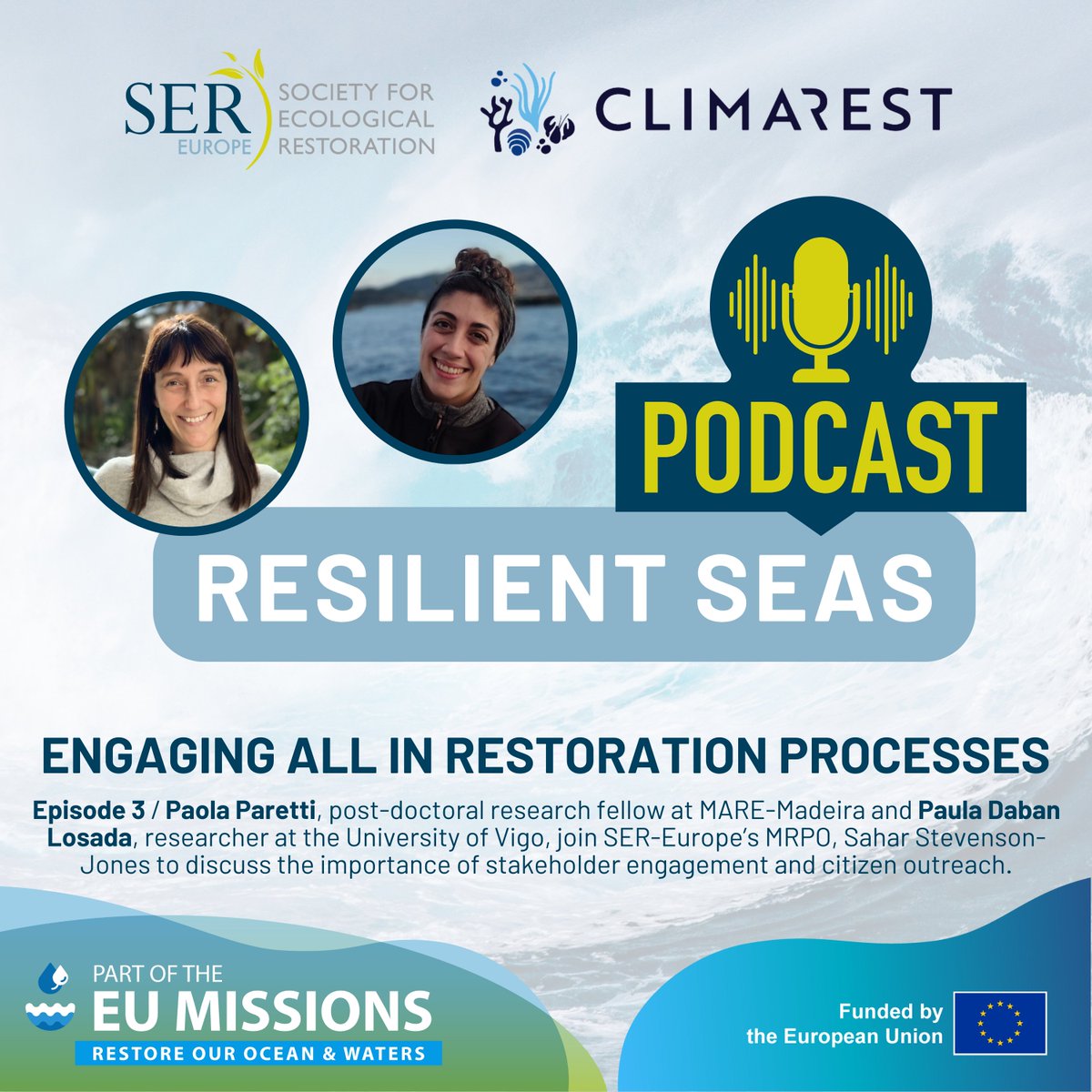 SER Europe (@ser_europe) on Twitter photo Listen Now! Episode 3 of <a href="/climarest/">CLIMAREST</a> 's #ResilientSeas podcast - Engaging All the in the Restoration Process.
Available on SoundCloud (soundcloud.com/ser-europe/eng…), Spotify (open.spotify.com/episode/01zqP9…) & Apple Podcasts.
#missionocean #eumissions #horizoneu
<a href="/uvigo/">Universidade de Vigo</a> / <a href="/MARE_Madeira/">MARE-Madeira I Aquatic Research Institute</a> Listen Now! Episode 3 of <a href="/climarest/">CLIMAREST</a> 's #ResilientSeas podcast - Engaging All the in the Restoration Process.
Available on SoundCloud (soundcloud.com/ser-europe/eng…), Spotify (open.spotify.com/episode/01zqP9…) & Apple Podcasts.
#missionocean #eumissions #horizoneu
<a href="/uvigo/">Universidade de Vigo</a> / <a href="/MARE_Madeira/">MARE-Madeira I Aquatic Research Institute</a>
