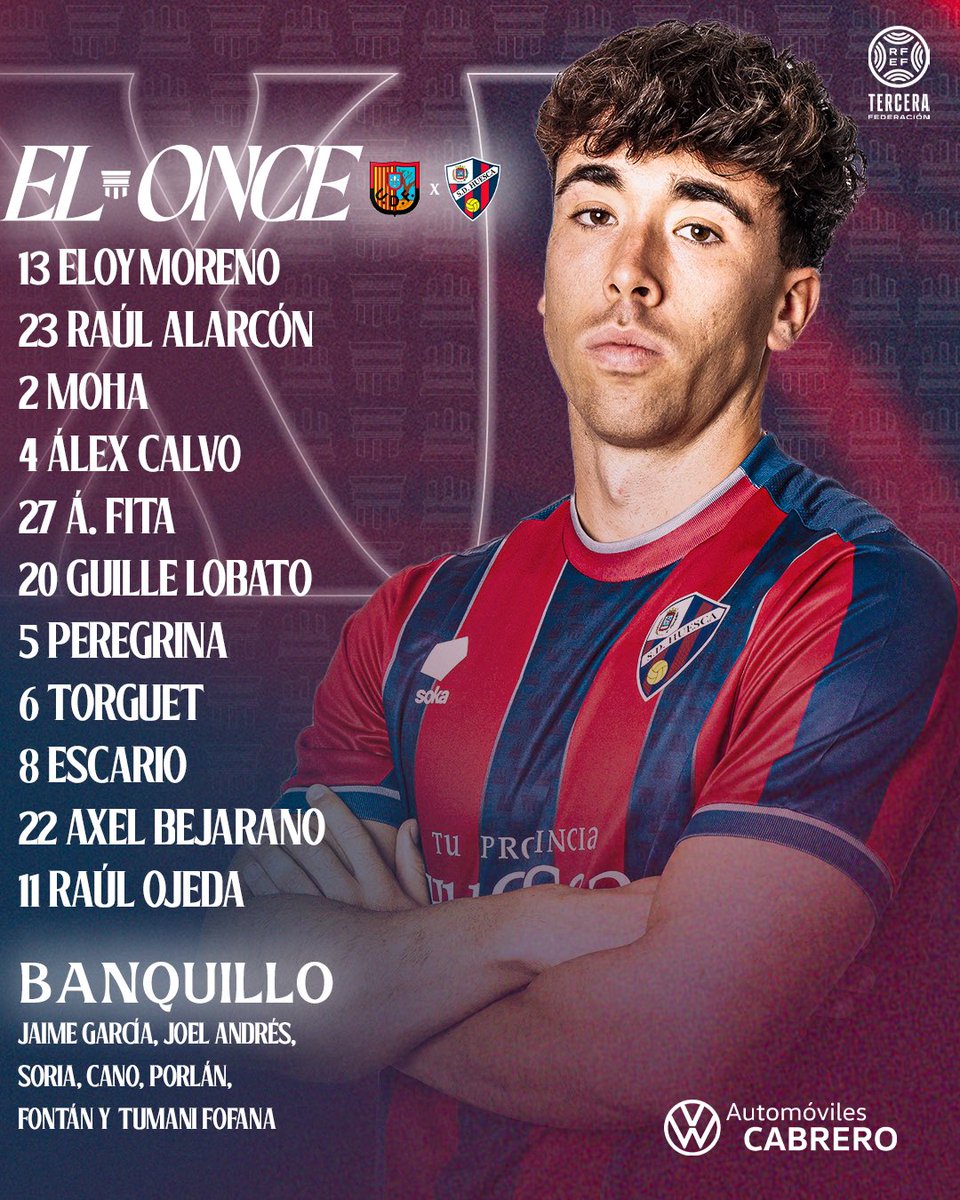 👥 ALINEACIÓN | ¡El once que presenta la SD Huesca B en Fraga!

#TerceraRFEF | #FragaHuesca 🔵🔴