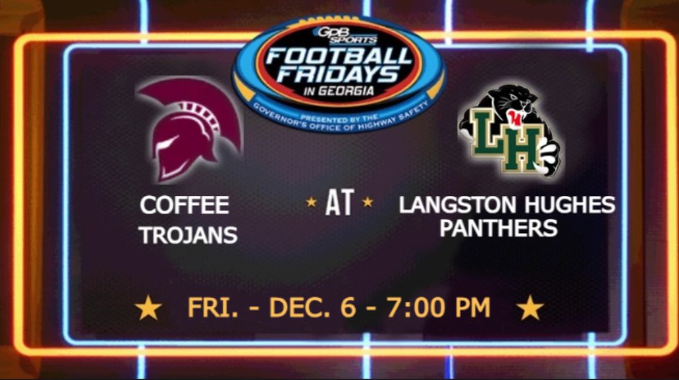 GPB Sports (@gpbsport_) on Twitter photo On Fri., Dec. 6 at 7:00 p.m.
<a href="/coffee_trojans/">Coffee Trojans FB</a> vs. <a href="/RecruitLangston/">Hughes Football</a>
โก๏ธ bit.ly/2YLeEyF
<a href="/coffee_schools/">Coffee Schools</a> <a href="/AidenChancey87/">Aiden chancey</a> <a href="/CoachCMorgan1/">Cam Morgan</a> <a href="/LHughesNews/">Langston Hughes High School</a> @Armstrong_LHHS <a href="/LHgirlsBall/">Langston Hughes Girls basketball</a> <a href="/CoachBrown_MDN/">Coach Steph Brown</a> <a href="/XavierTillerLH/">Xavier Tiller</a> <a href="/CoachColeMeyer/">Cole Meyer</a> <a href="/CoachKevinFost1/">Coach Kevin Foster</a> <a href="/_LingoBingo/">Coach Bingo</a> <a href="/LevarSims/">COACH HOLLYWOOD, M.ED</a> On Fri., Dec. 6 at 7:00 p.m.
<a href="/coffee_trojans/">Coffee Trojans FB</a> vs. <a href="/RecruitLangston/">Hughes Football</a>
โก๏ธ bit.ly/2YLeEyF
<a href="/coffee_schools/">Coffee Schools</a> <a href="/AidenChancey87/">Aiden chancey</a> <a href="/CoachCMorgan1/">Cam Morgan</a> <a href="/LHughesNews/">Langston Hughes High School</a> @Armstrong_LHHS <a href="/LHgirlsBall/">Langston Hughes Girls basketball</a> <a href="/CoachBrown_MDN/">Coach Steph Brown</a> <a href="/XavierTillerLH/">Xavier Tiller</a> <a href="/CoachColeMeyer/">Cole Meyer</a> <a href="/CoachKevinFost1/">Coach Kevin Foster</a> <a href="/_LingoBingo/">Coach Bingo</a> <a href="/LevarSims/">COACH HOLLYWOOD, M.ED</a>