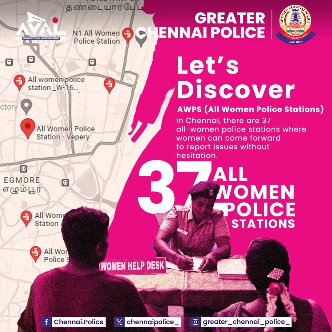 chennaipolice_'s tweet photo. Let's find out….. All Women Police Stations!

#Aval #Safety #Awareness #Awps https://t.co/qPIxtrqniM