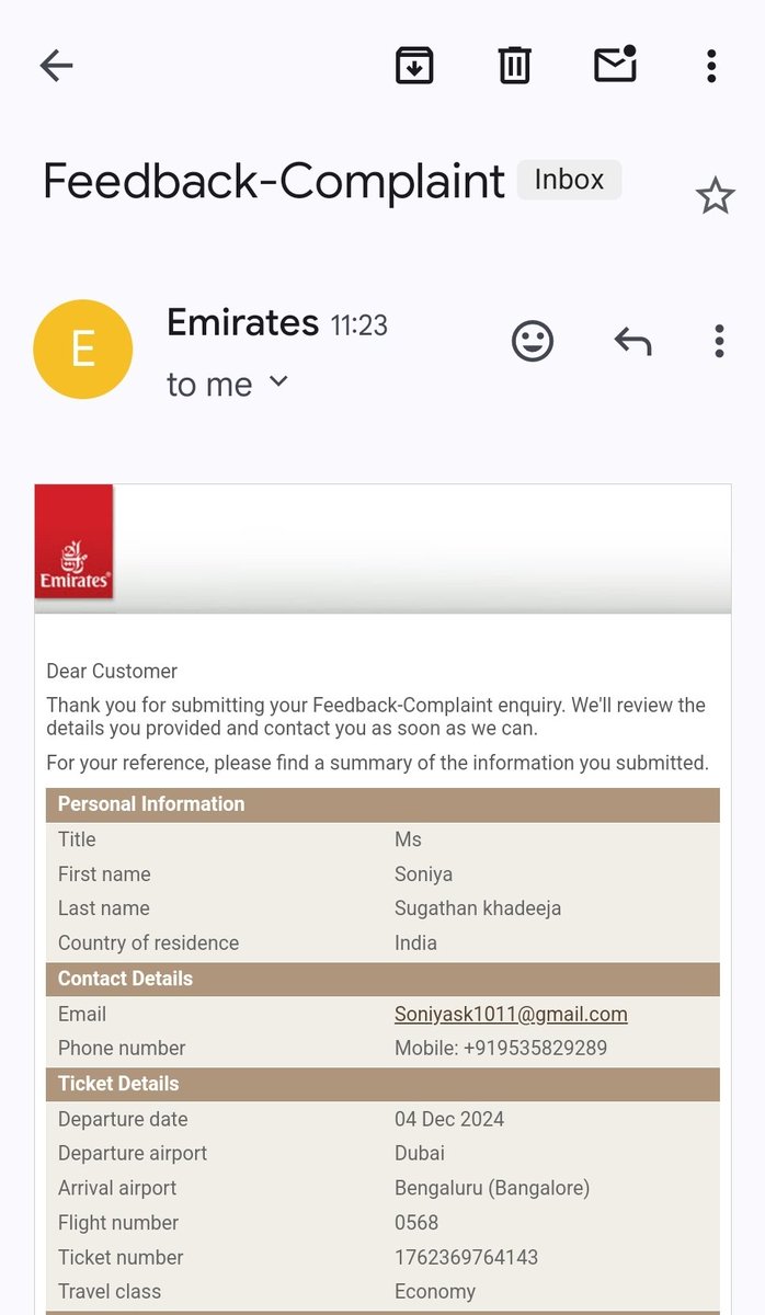 Soniyask01's tweet photo. @emirates @EmiratesSupport The worst flight of my life goes to Emirates, thanks to the racism and discrimination by two staffs, pics below. Complained to emirates and time to see how much Emirates really care or they bribed to get the best airlines award. https://t.co/iOBd4v93W9