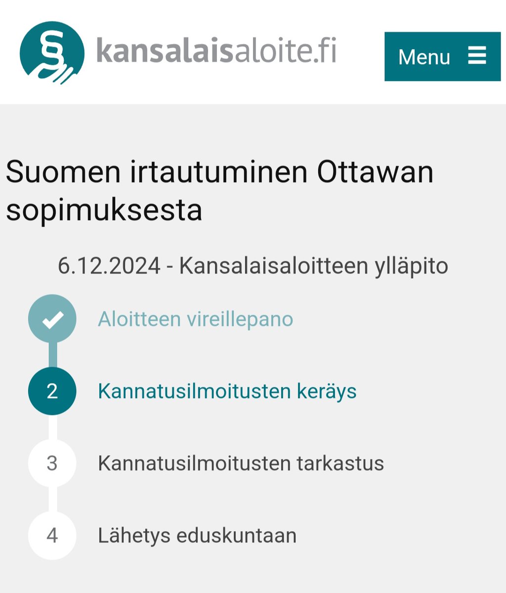 Hyvää itsenäisyyspäivää Suomelle🇫🇮

Merkkipäivänä voi allekirjoittaa aloitteemme kannustaa eduskuntaa käynnistämään tarvittavat muutokset Ottawan sopimuksesta irtautumiseksi.

Mikäli asia tuntuu oikealta, aloitetta voi tuen ohella jakaa eteenpäin, kiitos!

kansalaisaloite.fi/fi/aloite/14459
