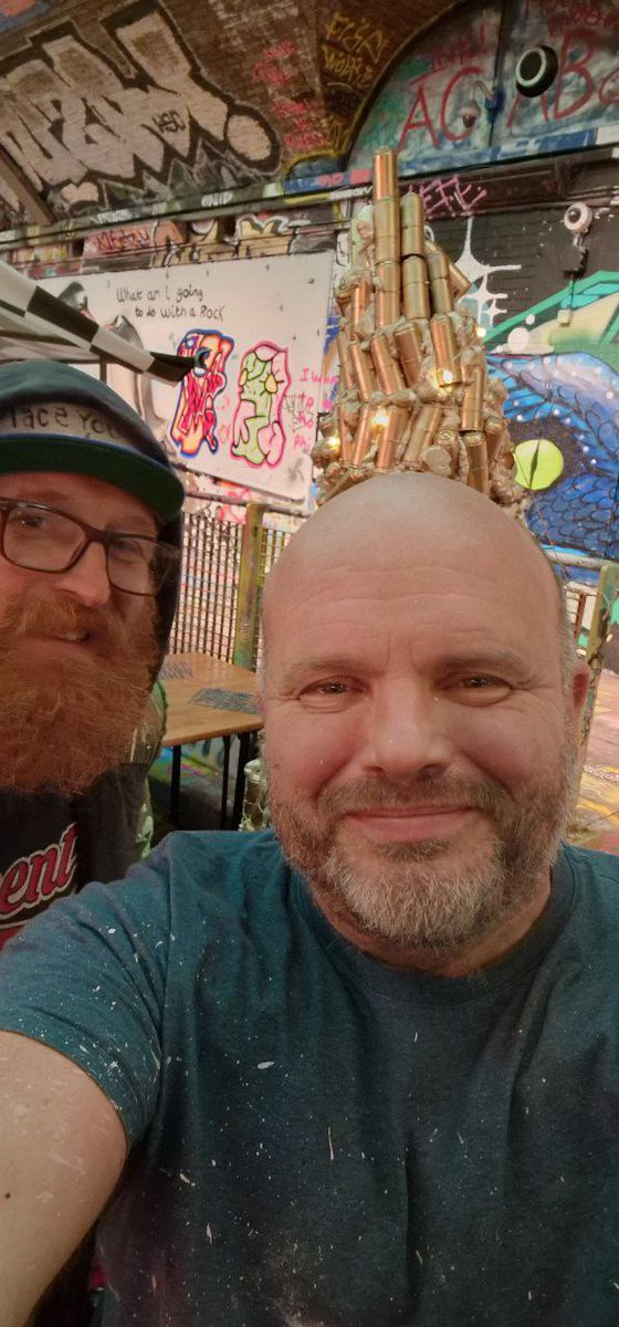SMOKINCATCOIN's tweet photo. 🎨 When Marc Craig bumped into Vincent Van Gogh in Leake Street last night, the Spray Can Xmas Tree decided to steal the show! 🌟 Who wore it better—Van Gogh’s brushstrokes or SMOKINCAT’s stacks of chaos? 🐾🔥

This isn’t just art—it’s a revolution. 🌀
Spray cans, Christmas trees, and the SMOKINCAT crew running riot under the arches. 🚬🐱
#SmokinCatLife #StacksOnStacks #CanYourDevDoThis #StreetArtTakeover #LeakeStreetEnergy