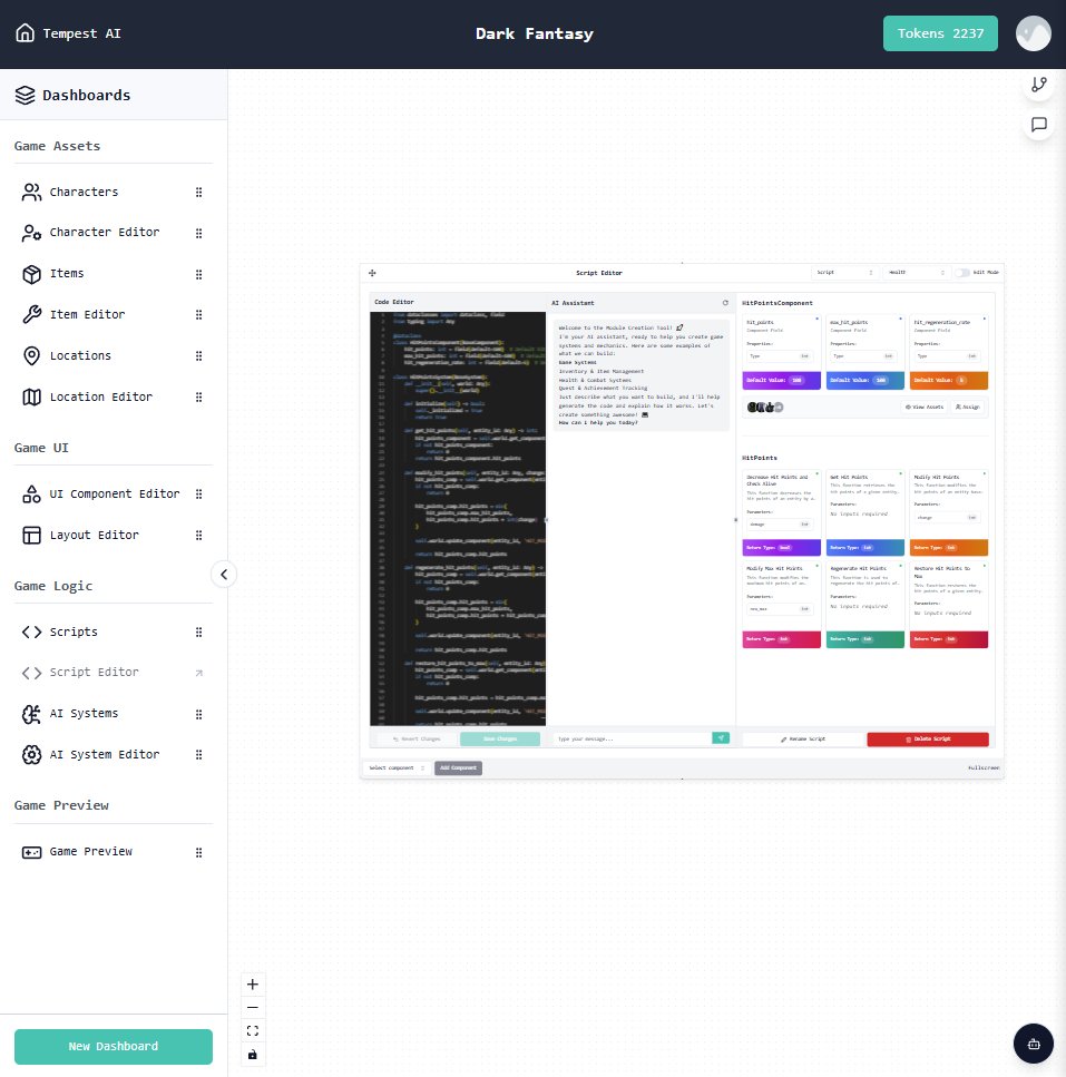 BIP Day 3: Tempest AI 

Lots of small UI optimisations, sidebar is now a lot more intuitive, refactored/optimised the script editor component to be a lot more performant 

Plenty of redux state bugs squashed as well, and I started working on a little feature, that I plan to share