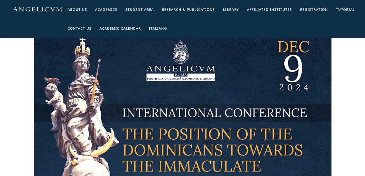 TheScholasticum's tweet photo. Monday, Dec. 9, 2024 -- At the Pontifical Unviersity of Saint Thomas Aquinas, Rome, Italy, an International Conference on the Position of the Dominicans on the Immaculate Conception 13-16th centuries https://t.co/fGbV0gzSsE