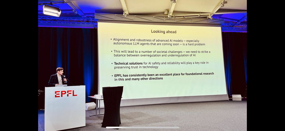 Mindblowing: EPFL PhD student <a href="/maksym_andr/">Maksym Andriushchenko</a>, winner of best CS thesis award, showed that leading #AI models are not robust to even simple adaptive jailbreaking attacks. Indeed, he managed to jailbraik all models with a 100% success rate 🤯

Tonight, after winning the Patrick