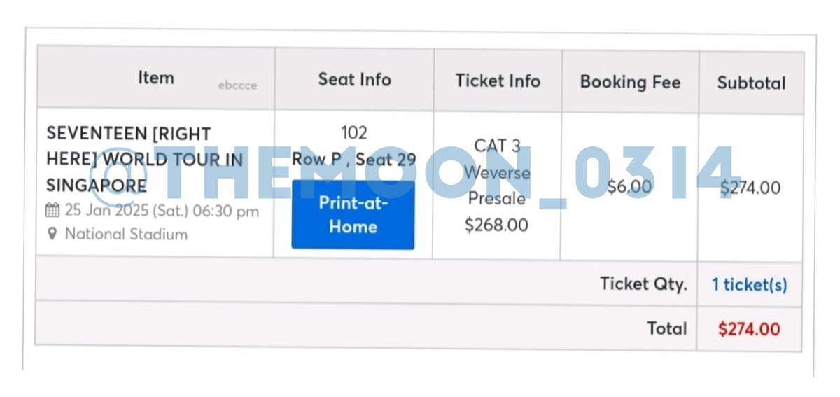 moon01438's tweet photo. WTS

SEVENTEEN RIGHT HERE SG 2025

✨TICKET INFORMATION✨
DAY 1 (25/1/2025) 
LOWER THAN TICKET PRICE
‼️ we can meet up at the venue
Ticket: CAT 3 102

Reason for selling the ticket is my friend help me to secure one mor3 ticket

#SEVENTEEN_RIGHT_HERE_IN_SG https://t.co/3ZikLXUqCr