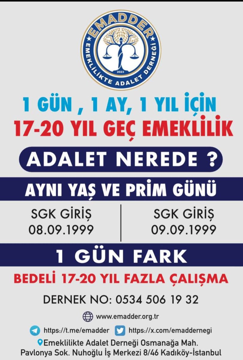 mihribanugurluu's tweet photo. Sayın Çalışma ve Sosyal Güvenlik Bakanı,
@isikhanvedat 

Hayırlı mı❓Cumalar…. Malum Çok Büyük Kul Hakkına sebep oluyorsunuz yok sayarak, görmezden gelerek, asılsız söylemlerde bulunarak‼️

‼️Bütün bu söyledikleriniz neden 2023 yılında 7438 Sayılı yasa çıkarılırken, ne tesadüf seçime çok az varken nasıl aklınıza gelmedi hayret‼️

🔴Her konuşmanızda, “Alın teri ve emeğiyle ülkemizi büyüten işçilerimizin yanındayız” diyorsunuz. Ancak, 8/9/99 sonrası işe başlamış biz çalışanların kademeli emeklilik taleplerini yok sayarak, emeği ve adaleti hiçe saymıyor musunuz❓

🔴8/9/99 öncesi çalışanların ödediği primler bizim primlerimizden daha mı kıymetli ki onlar 38-43 yaşında emekli edilirken, biz 10-15 yıl daha çalışmaya mahkûm ediliyoruz? Bu açıkça, dünyada örneği olmayan bir adaletsizliktir‼️

🔴Yaşı küçük, primi az olanlar emekli edilirken; yaşı büyük, primi fazla olanları çalıştırmaya devam etmek adalet duygusunu zedelemiyor mu❓Bu karar, alın teri döken milyonlarca insanın hakkını çiğnemek anlamına gelmiyor mu❓

🔴EYT yasasının hızlıca çıkarıldığını ve ekonomik yük oluşturduğunu ifade ediyorsunuz. Peki, bu yükü tamamen bizlere yüklemek ne kadar doğru❓Eğer bir hata varsa, bu hatayı kademeli geçişle düzeltmek gerekmez mi❓Biz çalışırken hata yapmadık. ‼️Alın terimizi dökerken, adaletle yönetilmeyi hak ediyoruz.‼️

🔴Bu adaletsizlik açıkça ortadayken, taleplerimizi duymazdan gelmek yerine çözüm odaklı adımlar atmanız gerektiğine inanıyoruz. ‼️Daha fazla kul hakkına girmemek adına, kademeli emeklilikle adaletin tesis edilmesini bekliyoruz.‼️

🔴Unutmayın siz sadece 8.9.99 ve öncesinin değil tüm çalışanların Bakanısınız‼️ 

🔴Bakan değil ‼️ BAKAN olun lütfen ve tüm çalışanların hakkını hukukunu koruyun‼️

✅Kademe Hakkımızı alana kadar @EmadDernegi olarak sahada her mecrada mecliste her masada olmaya hakkımızı alana kadar asla mücadeleyi bırakmayacağıza emin olabilirsiniz‼️

✅Bize dayattığınız 17-20 sene yaş uçurumunu, ayrımcılığı bu ADALETSİZLİĞİ ASLA KABUL ETMİYORUZ‼️‼️‼️‼️‼️

Saygılarımızla…

@RTErdogan 
@isikhanvedat 
@tcbestepe 
@_cevdetyilmaz 
@avabdullahguler 

#KademeyiBekletmeyin