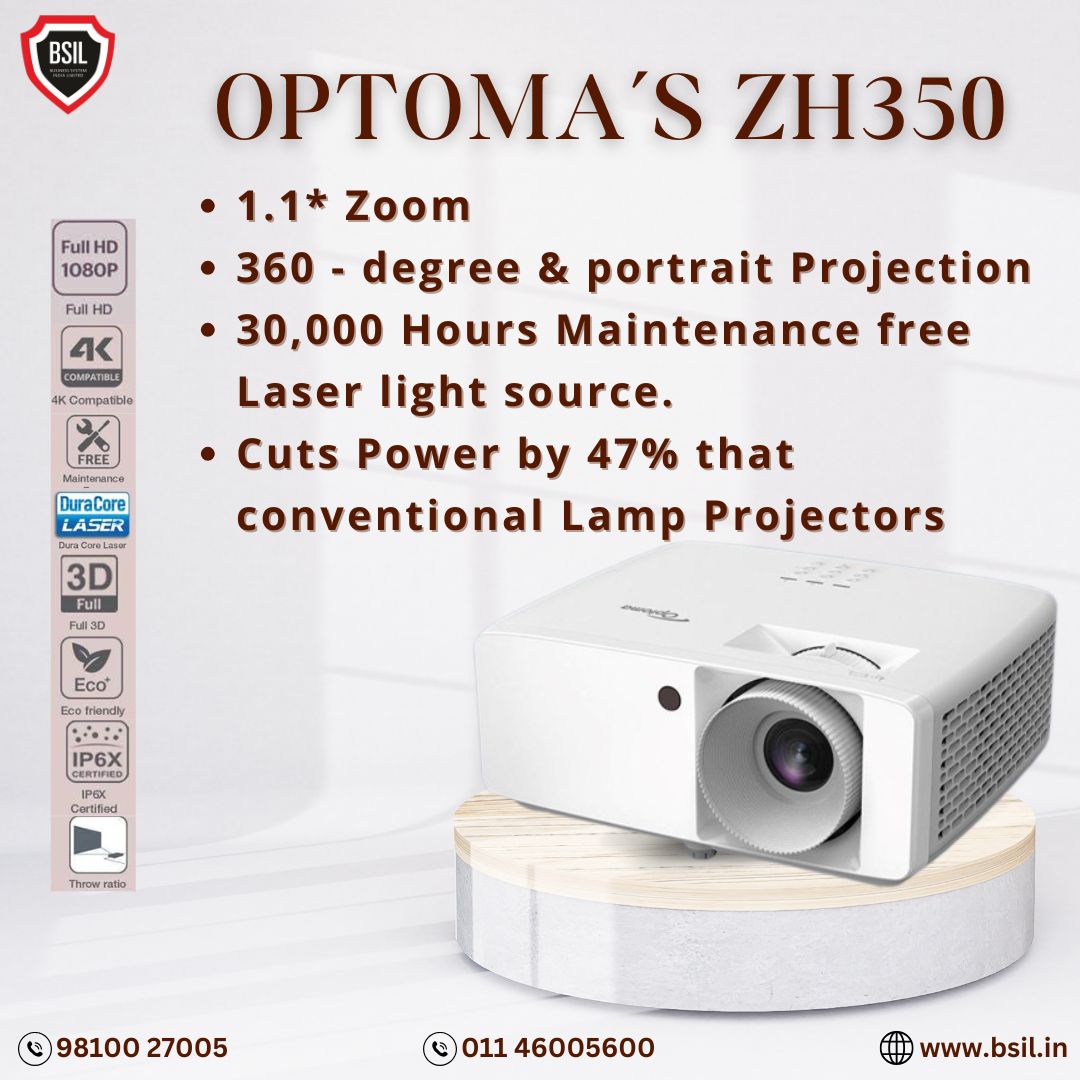 BSILOfficial's tweet image. Transform meetings & classrooms with the Optoma ZH350! 🎥 Ultra-compact FHD 1080p Duracore Laser Projector with 3600 Lumens for crystal-clear visuals. Hassle-free, reliable, & brilliant. Upgrade with BSIL today! ✨ #OptomaZH350 #BSIL #ProjectorTech