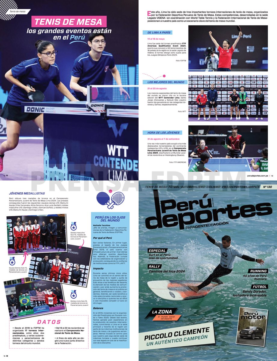 #PRENSAFDPTM #TenisdeMesaPeruano 🇵🇪🏓

Gracias a la revista <a href="/Perdeportes/">Perúdeportes</a> por la nota publicada en su más reciente edición sobre los eventos internacionales organizados por la FDPTM durante el año 2024 y los 17 realizados desde el 2019.

#FDPTM2024 🇵🇪🏓